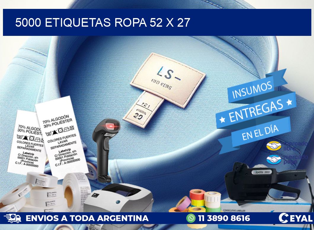 5000 ETIQUETAS ROPA 52 x 27