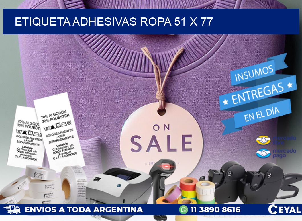 ETIQUETA ADHESIVAS ROPA 51 x 77