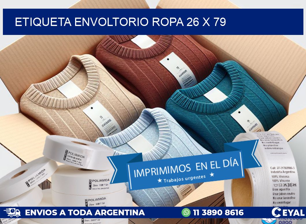 ETIQUETA ENVOLTORIO ROPA 26 x 79