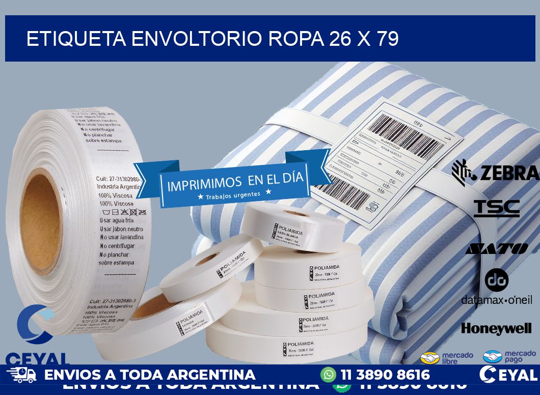 ETIQUETA ENVOLTORIO ROPA 26 x 79