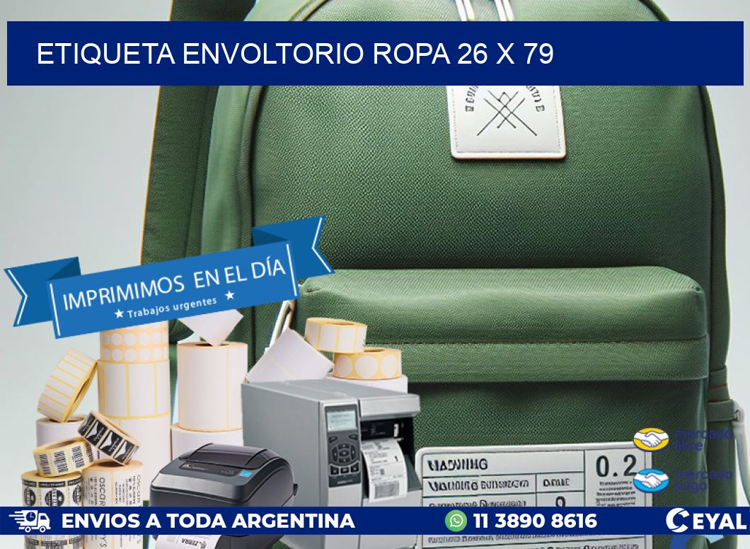 ETIQUETA ENVOLTORIO ROPA 26 x 79