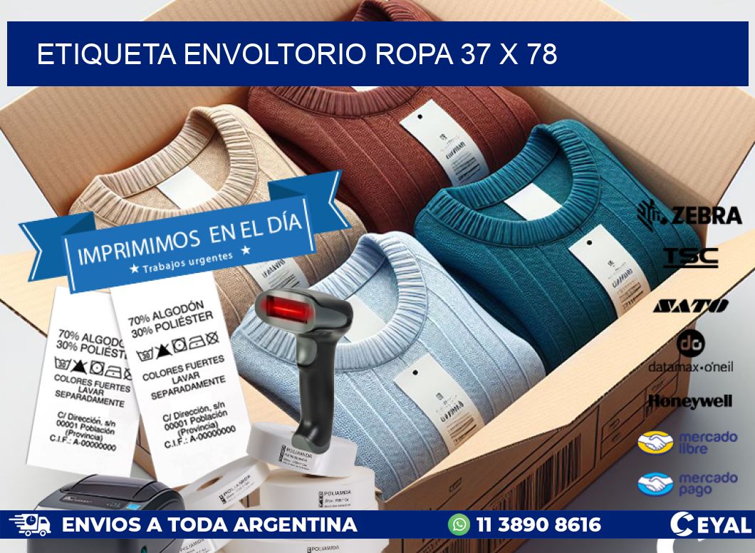 ETIQUETA ENVOLTORIO ROPA 37 x 78