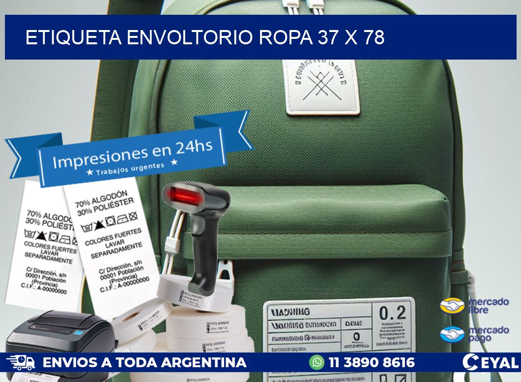 ETIQUETA ENVOLTORIO ROPA 37 x 78