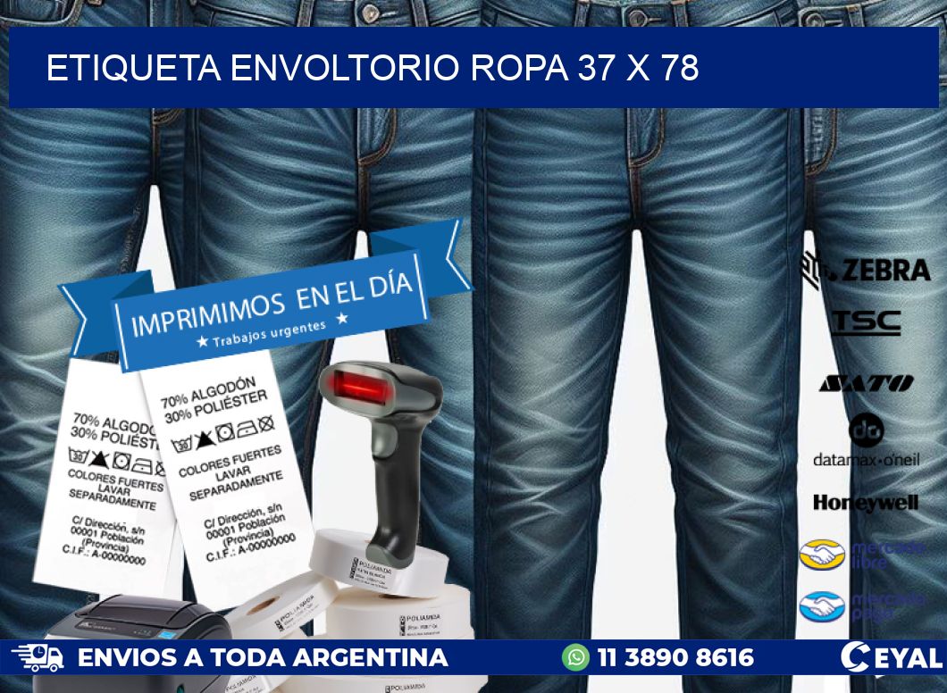 ETIQUETA ENVOLTORIO ROPA 37 x 78