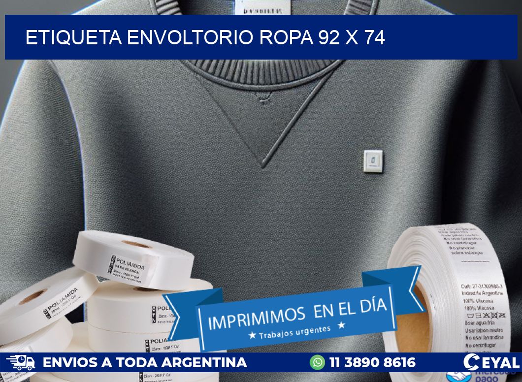 ETIQUETA ENVOLTORIO ROPA 92 x 74