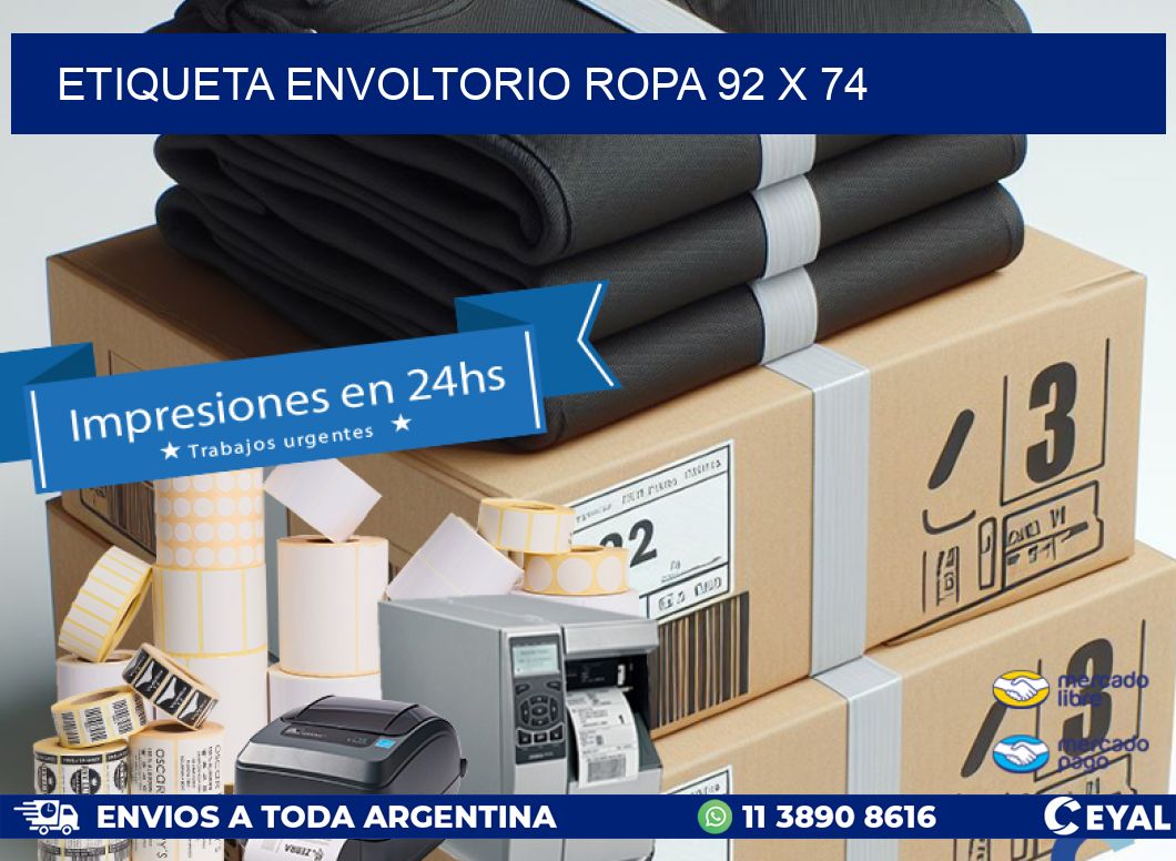 ETIQUETA ENVOLTORIO ROPA 92 x 74