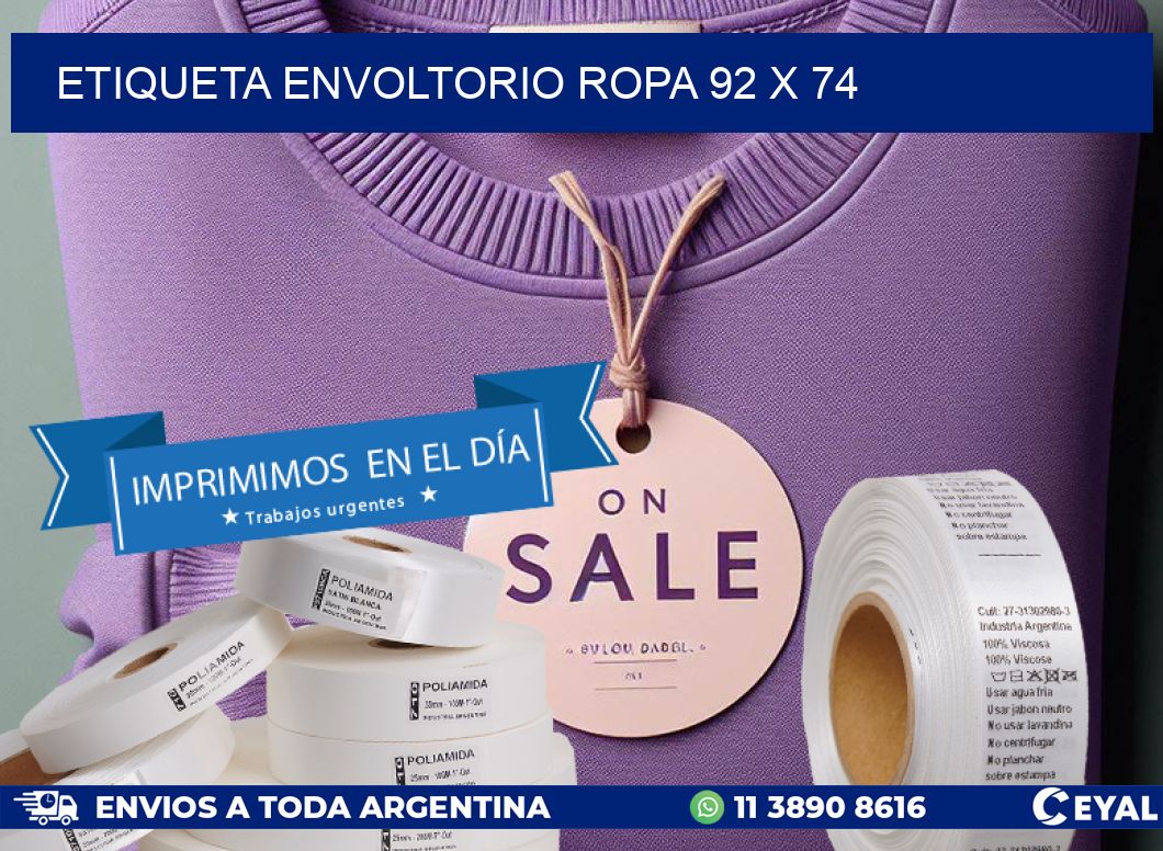 ETIQUETA ENVOLTORIO ROPA 92 x 74