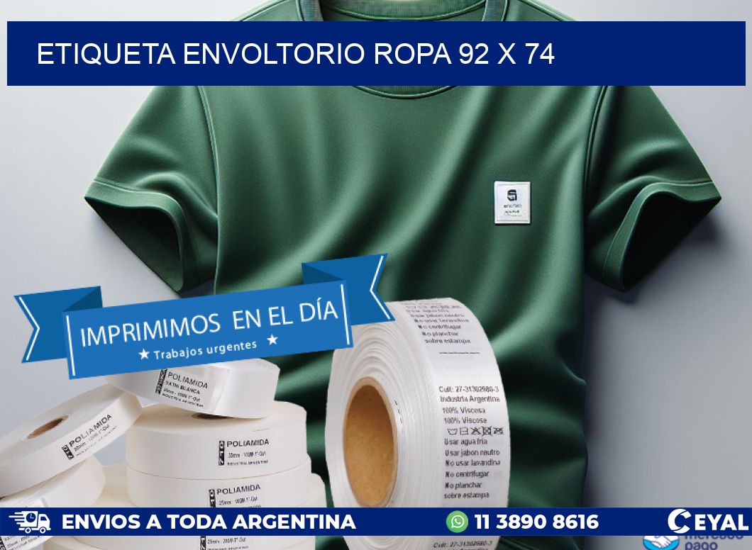 ETIQUETA ENVOLTORIO ROPA 92 x 74