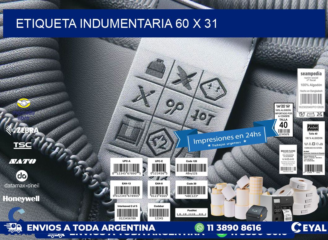 ETIQUETA INDUMENTARIA 60 x 31