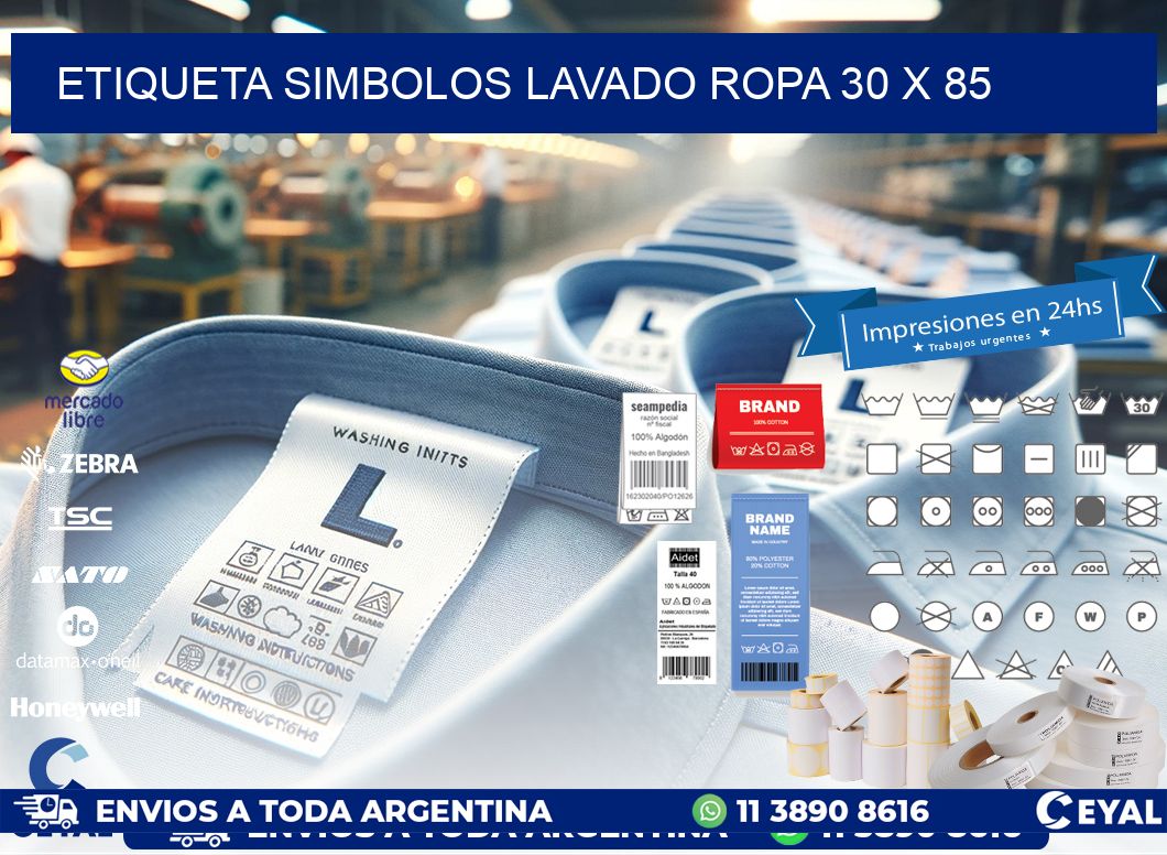 ETIQUETA SIMBOLOS LAVADO ROPA 30 x 85