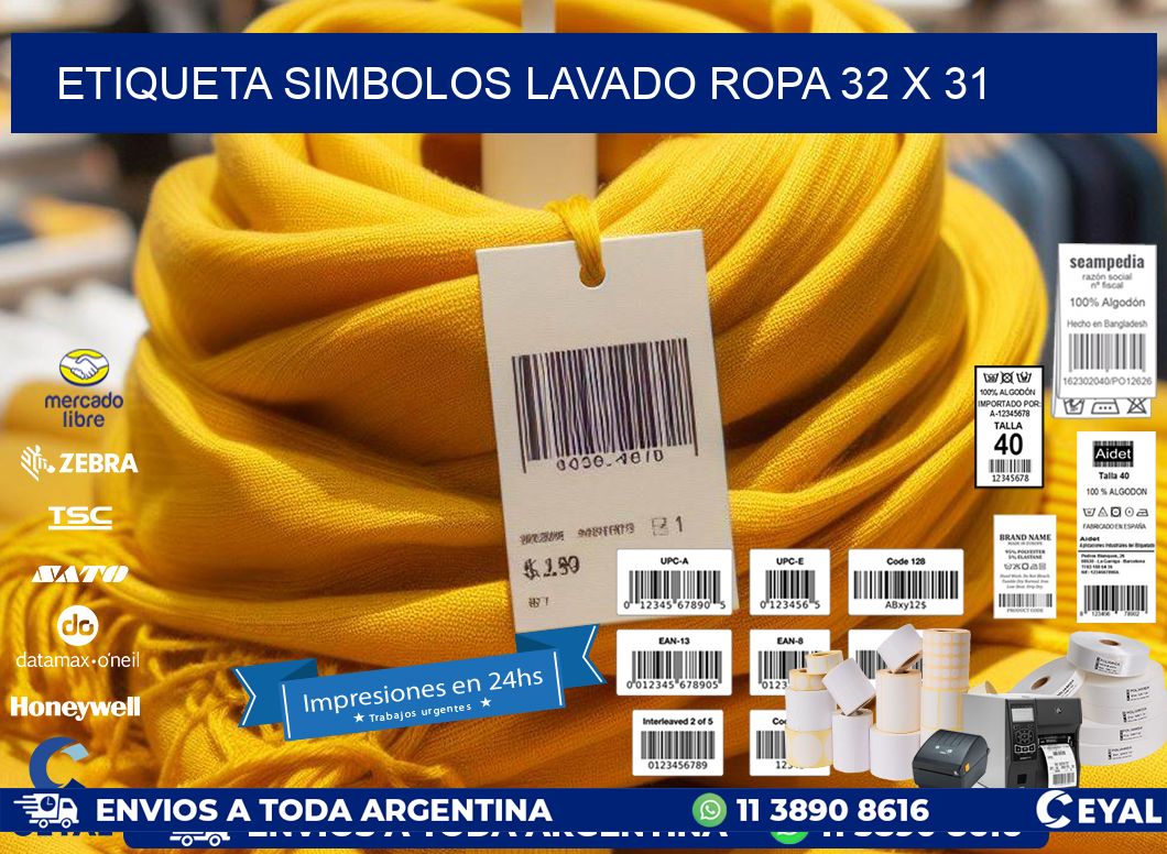 ETIQUETA SIMBOLOS LAVADO ROPA 32 x 31