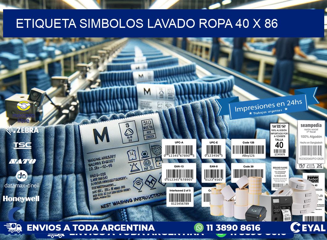ETIQUETA SIMBOLOS LAVADO ROPA 40 x 86