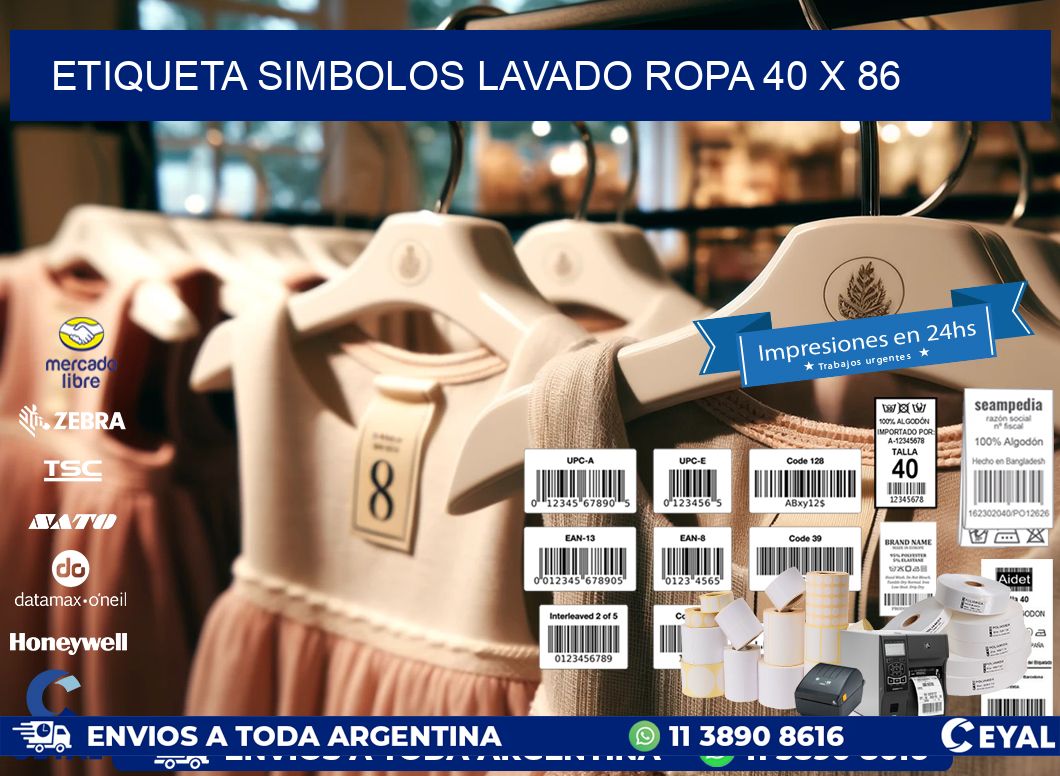 ETIQUETA SIMBOLOS LAVADO ROPA 40 x 86