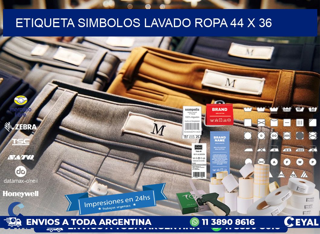 ETIQUETA SIMBOLOS LAVADO ROPA 44 x 36