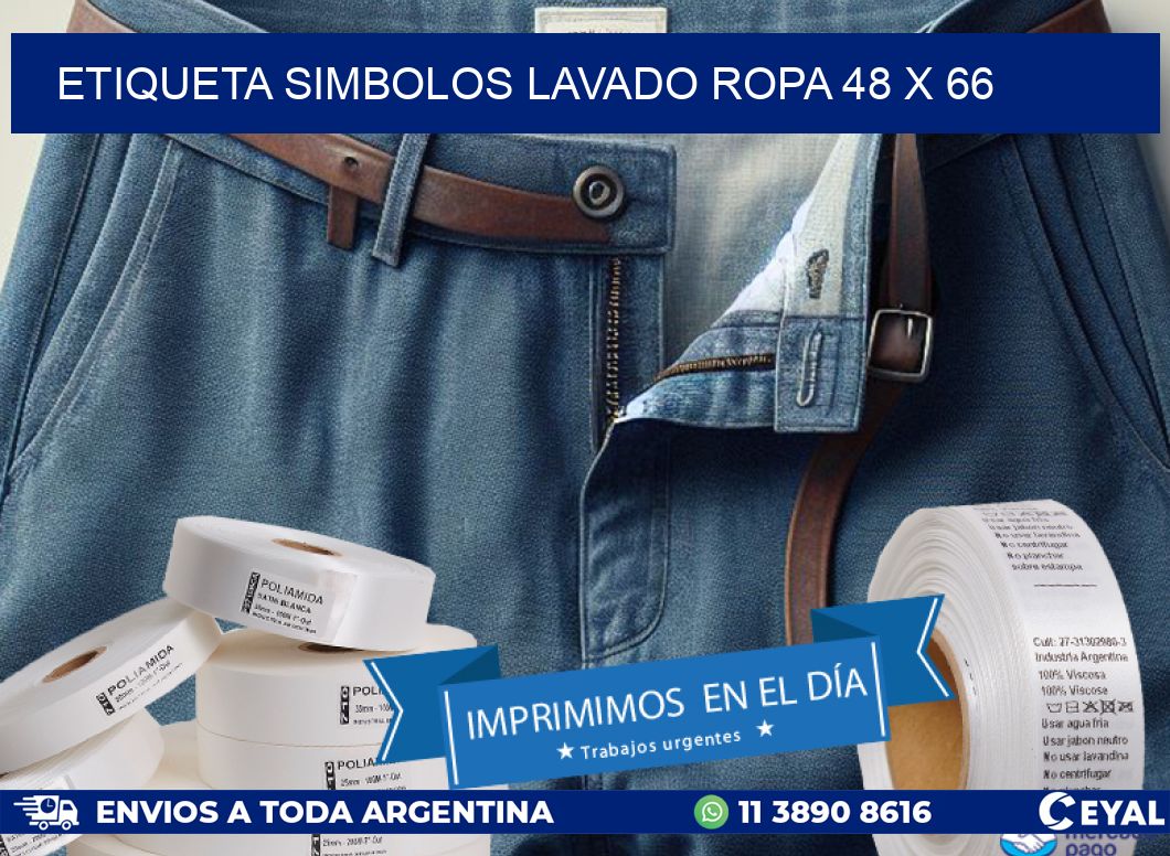 ETIQUETA SIMBOLOS LAVADO ROPA 48 x 66