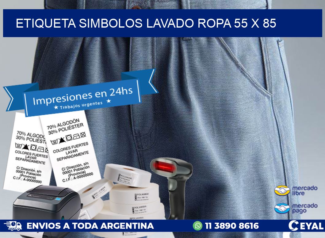ETIQUETA SIMBOLOS LAVADO ROPA 55 x 85