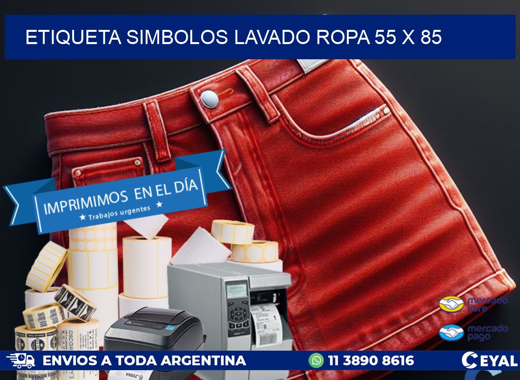 ETIQUETA SIMBOLOS LAVADO ROPA 55 x 85