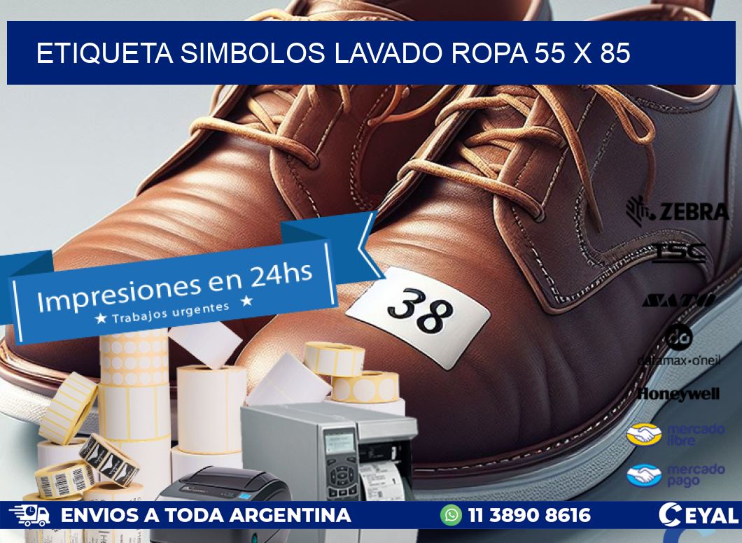 ETIQUETA SIMBOLOS LAVADO ROPA 55 x 85