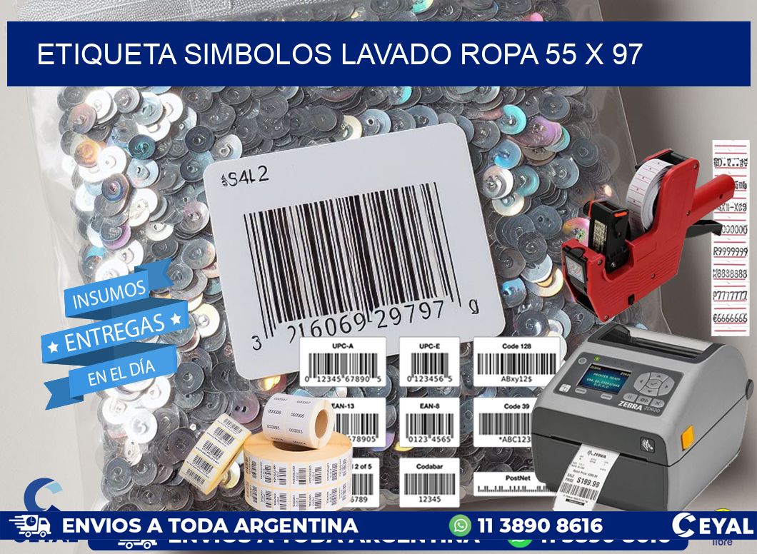 ETIQUETA SIMBOLOS LAVADO ROPA 55 x 97