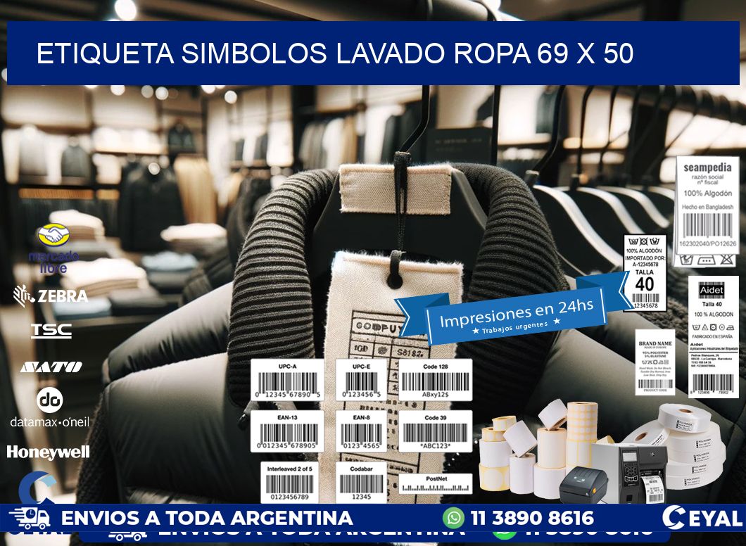 ETIQUETA SIMBOLOS LAVADO ROPA 69 x 50