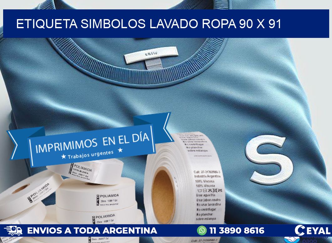 ETIQUETA SIMBOLOS LAVADO ROPA 90 x 91