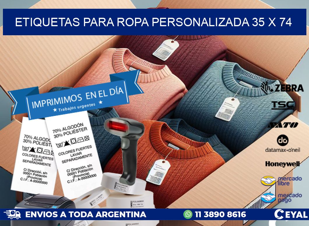 ETIQUETAS PARA ROPA PERSONALIZADA 35 x 74