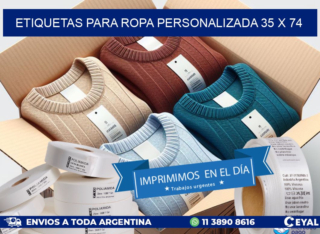 ETIQUETAS PARA ROPA PERSONALIZADA 35 x 74