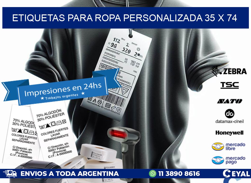 ETIQUETAS PARA ROPA PERSONALIZADA 35 x 74
