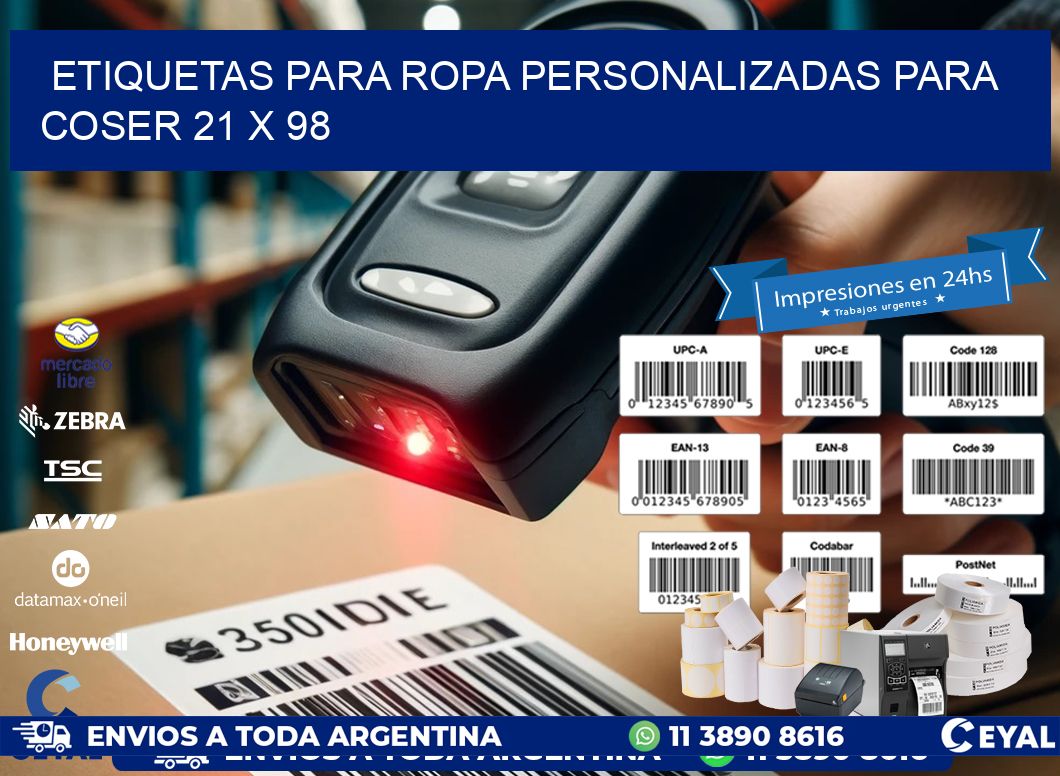 ETIQUETAS PARA ROPA PERSONALIZADAS PARA COSER 21 x 98
