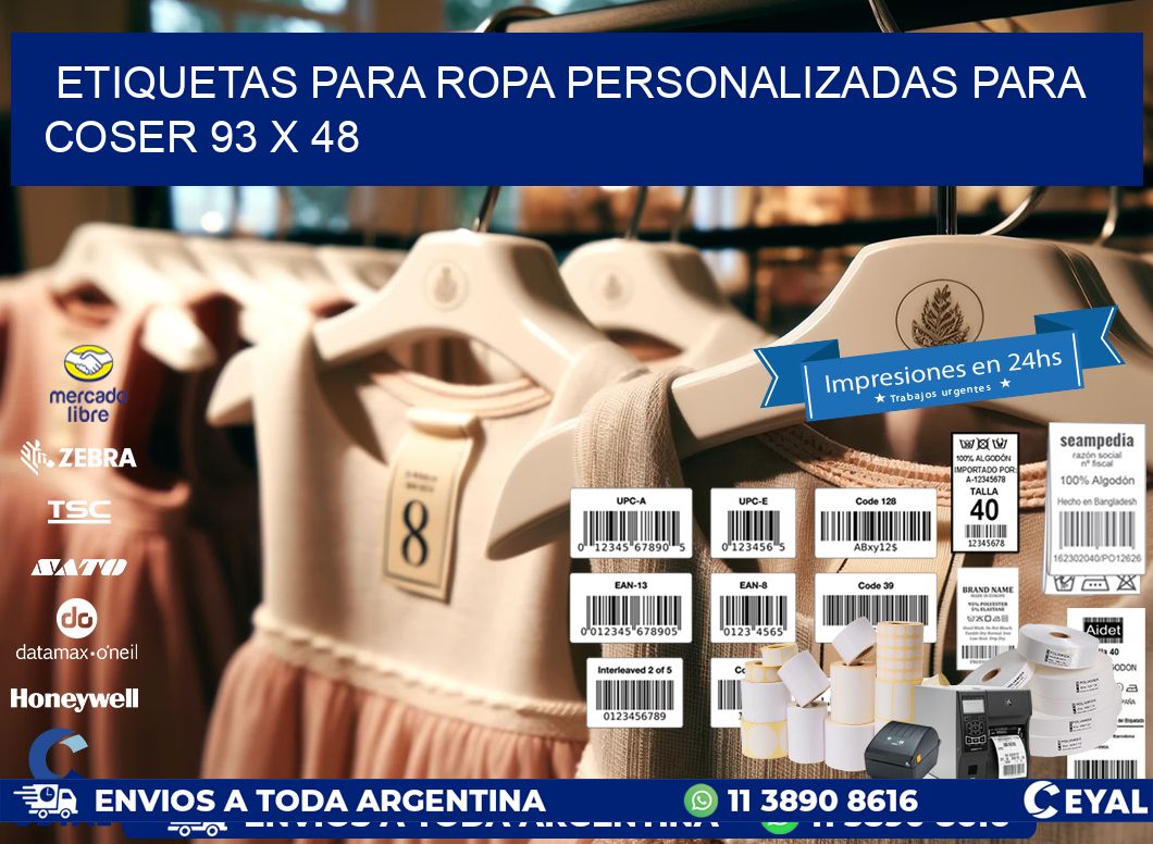 ETIQUETAS PARA ROPA PERSONALIZADAS PARA COSER 93 x 48