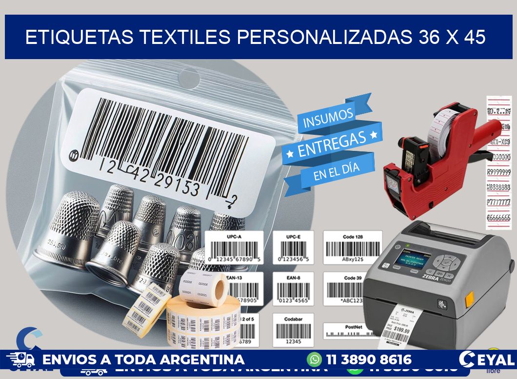 ETIQUETAS TEXTILES PERSONALIZADAS 36 x 45