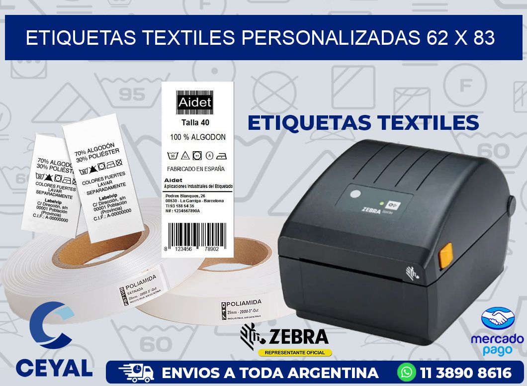 ETIQUETAS TEXTILES PERSONALIZADAS 62 x 83