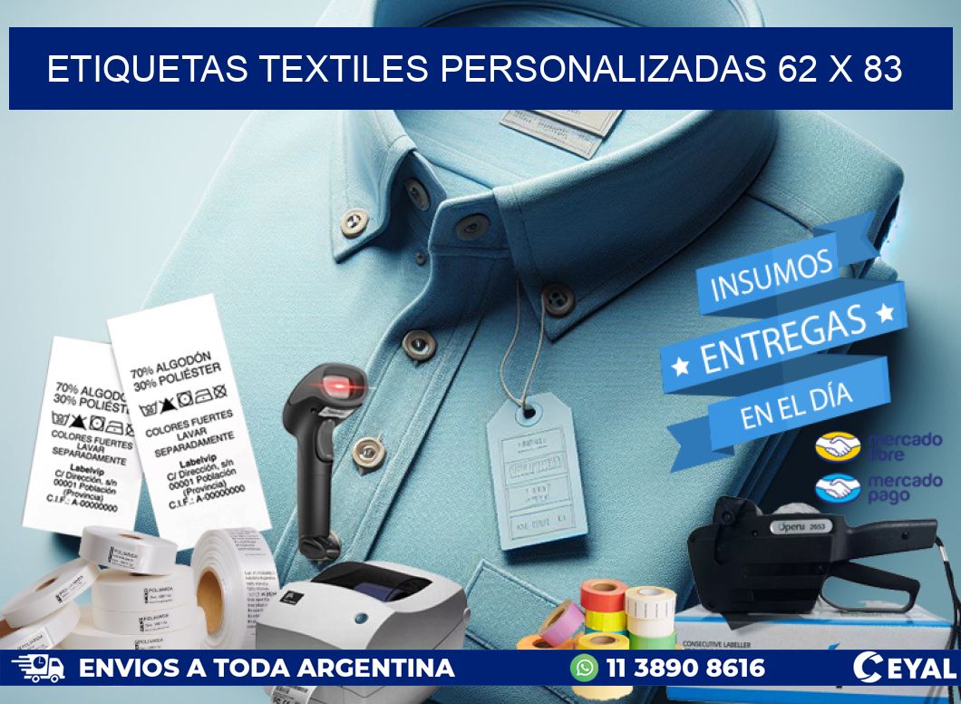 ETIQUETAS TEXTILES PERSONALIZADAS 62 x 83
