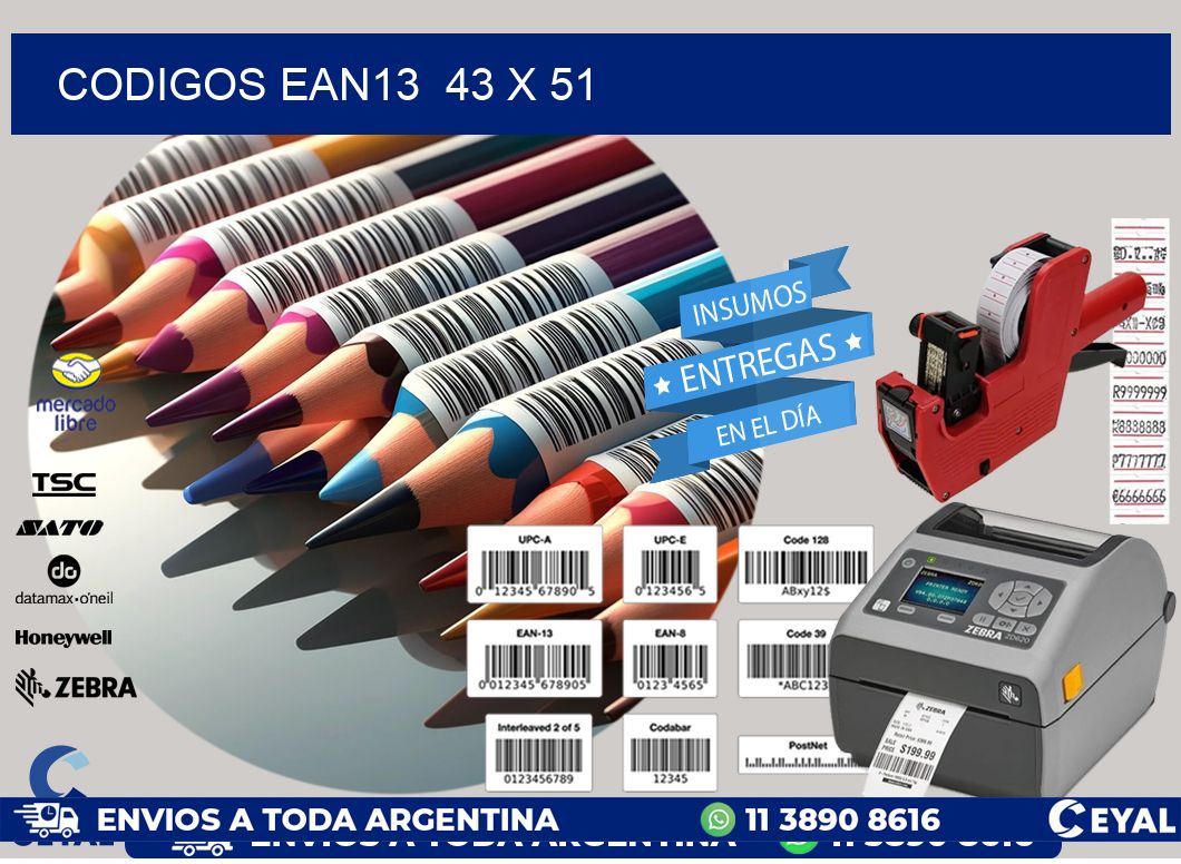 CODIGOS EAN13  43 x 51