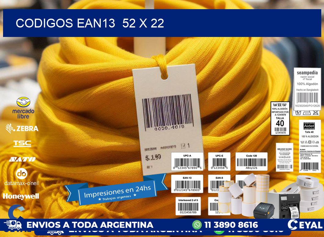 CODIGOS EAN13 52 x 22