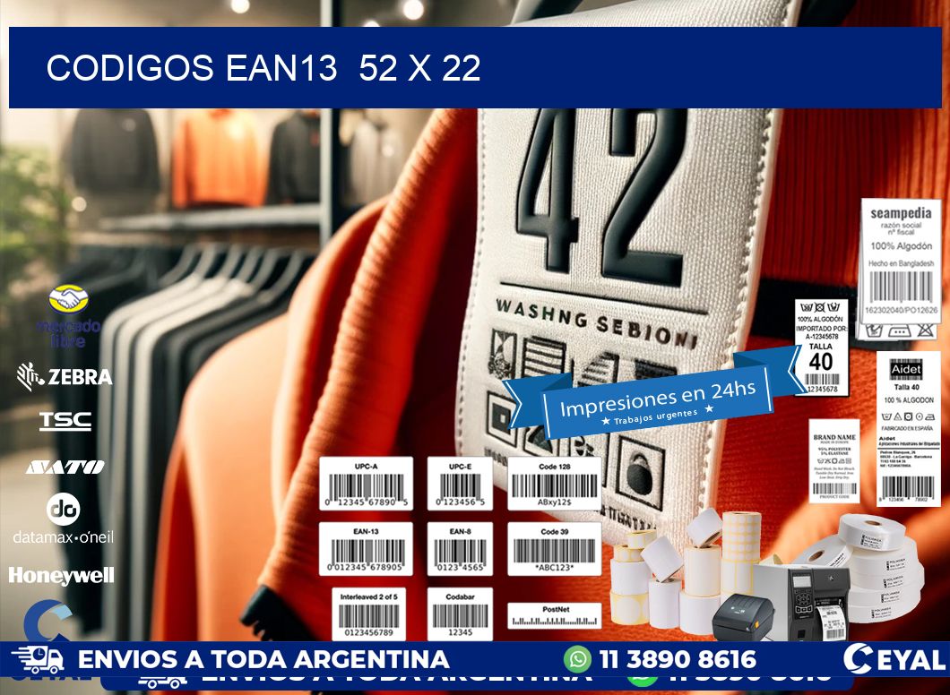 CODIGOS EAN13 52 x 22