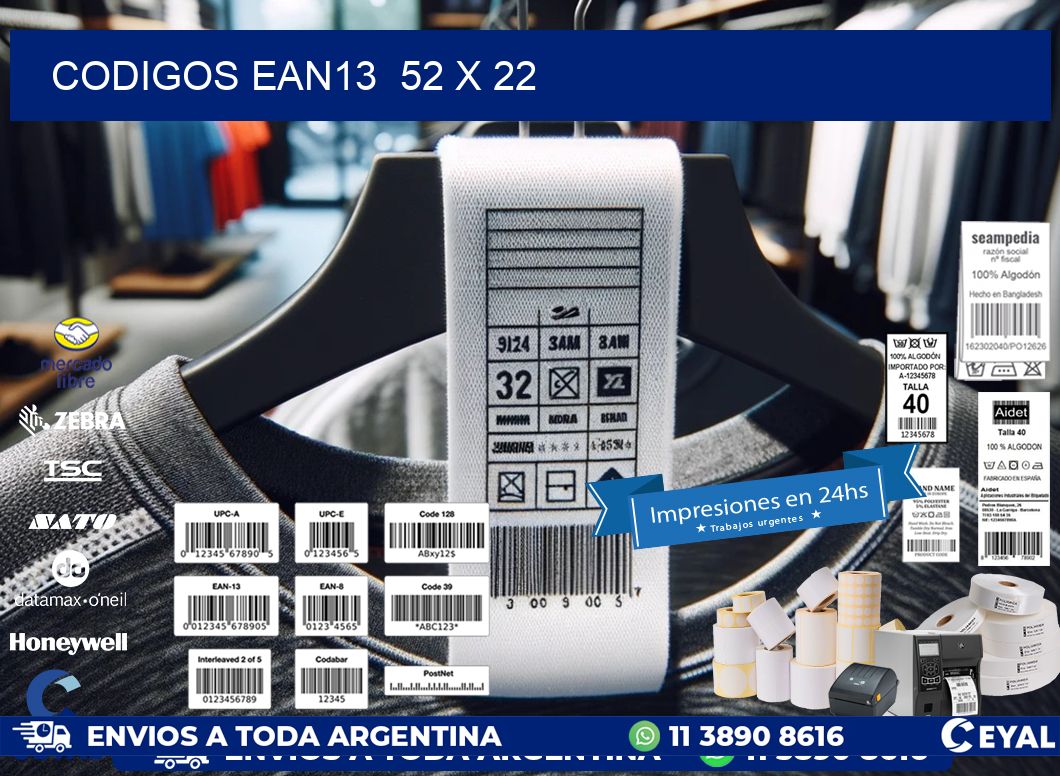 CODIGOS EAN13 52 x 22