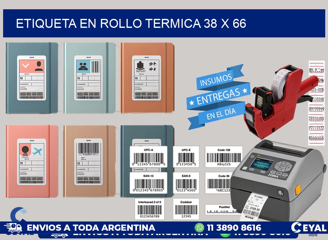ETIQUETA EN ROLLO TERMICA 38 x 66
