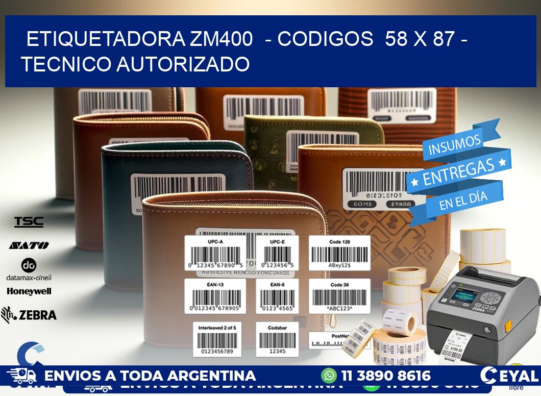 ETIQUETADORA ZM400 - CODIGOS 58 x 87 - TECNICO AUTORIZADO