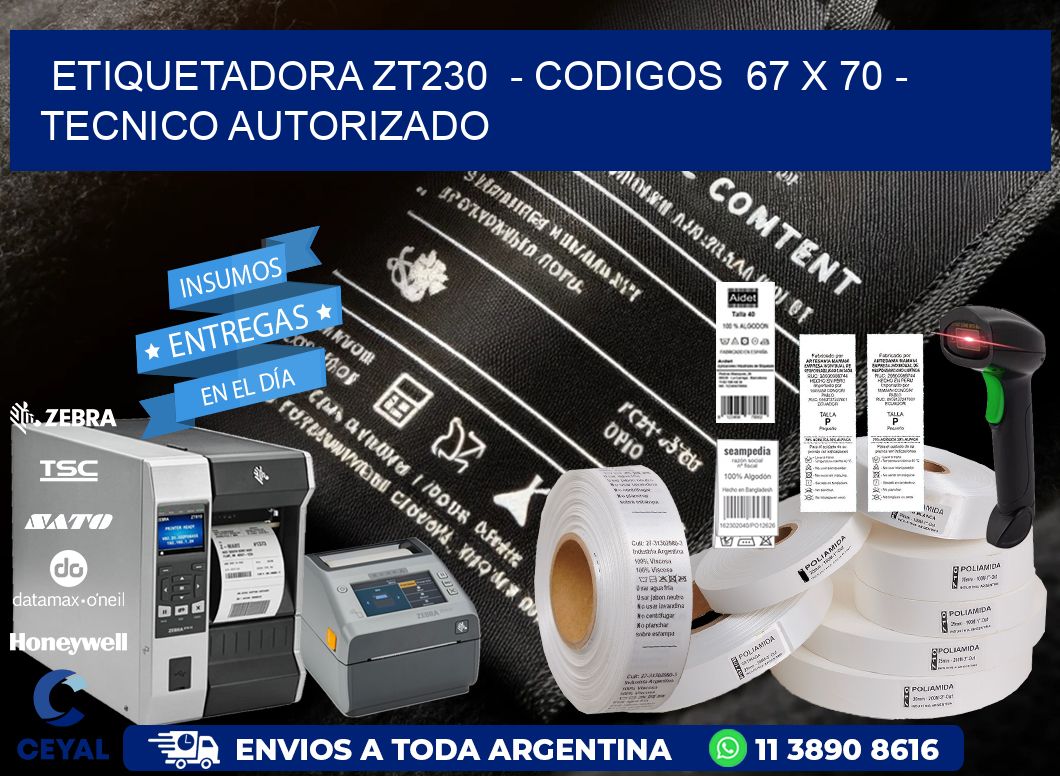 ETIQUETADORA ZT230  - CODIGOS  67 x 70 - TECNICO AUTORIZADO