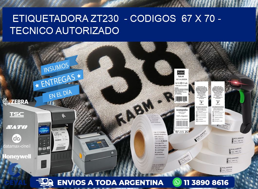 ETIQUETADORA ZT230  - CODIGOS  67 x 70 - TECNICO AUTORIZADO