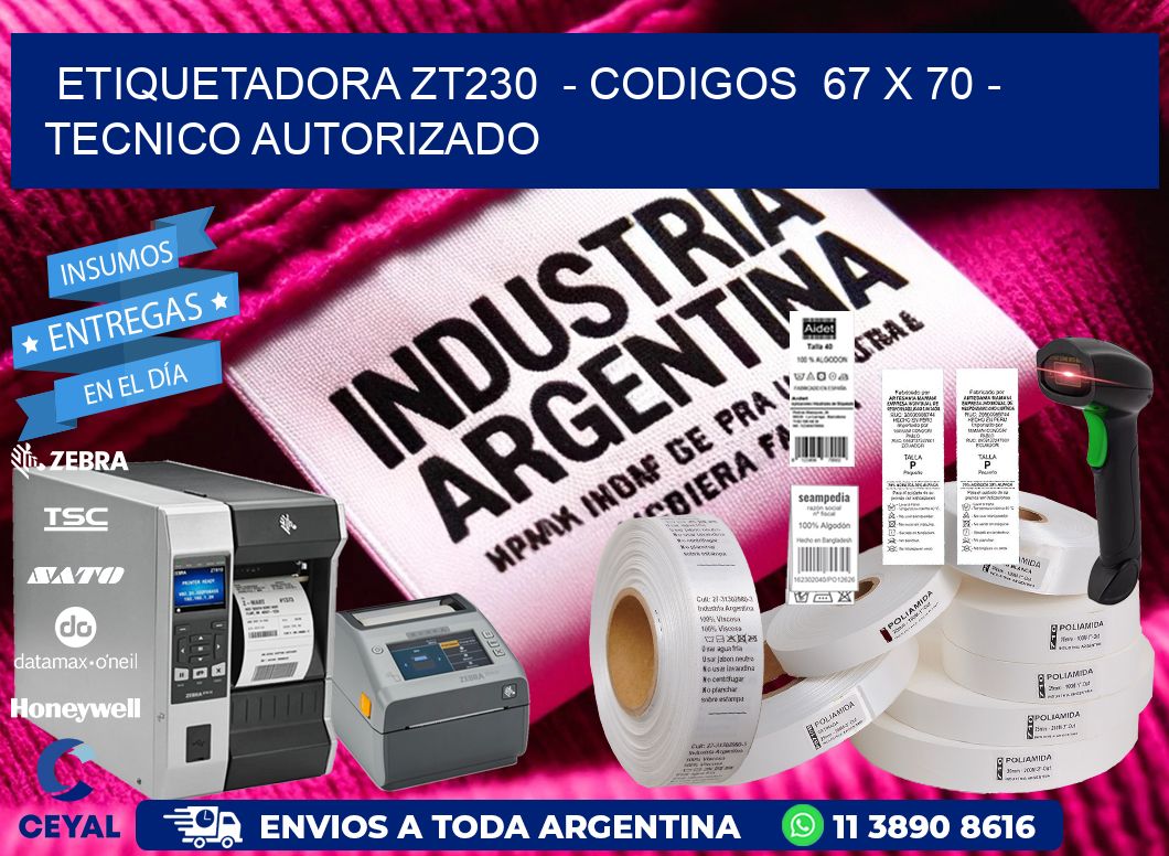 ETIQUETADORA ZT230  - CODIGOS  67 x 70 - TECNICO AUTORIZADO