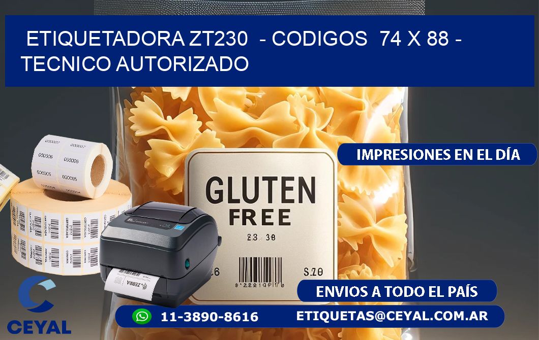 ETIQUETADORA ZT230  - CODIGOS  74 x 88 - TECNICO AUTORIZADO