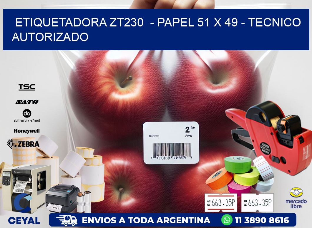 ETIQUETADORA ZT230  - PAPEL 51 x 49 - TECNICO AUTORIZADO