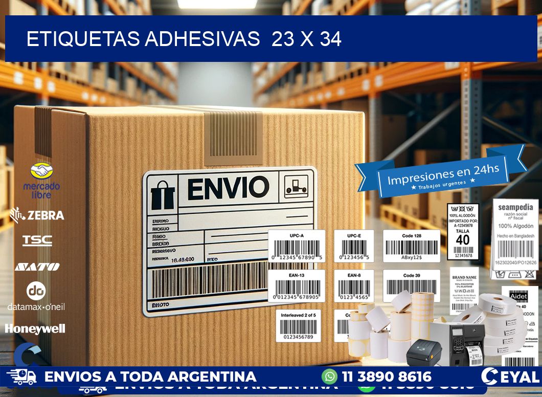 ETIQUETAS ADHESIVAS  23 x 34