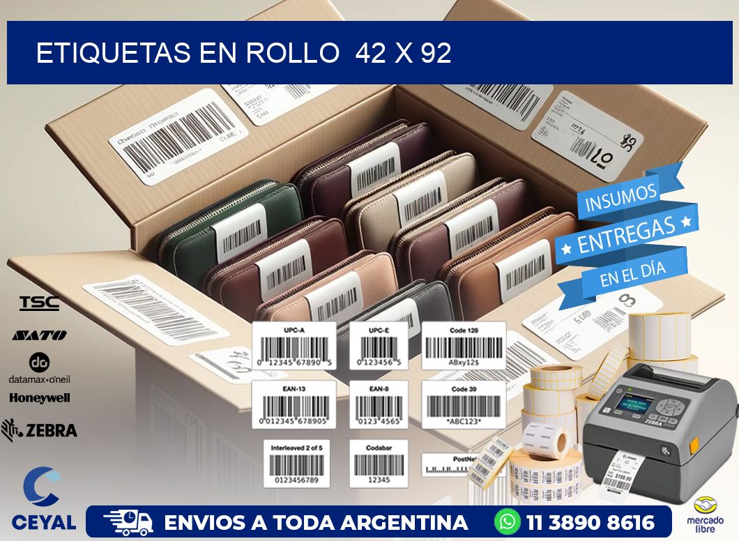 ETIQUETAS EN ROLLO  42 x 92