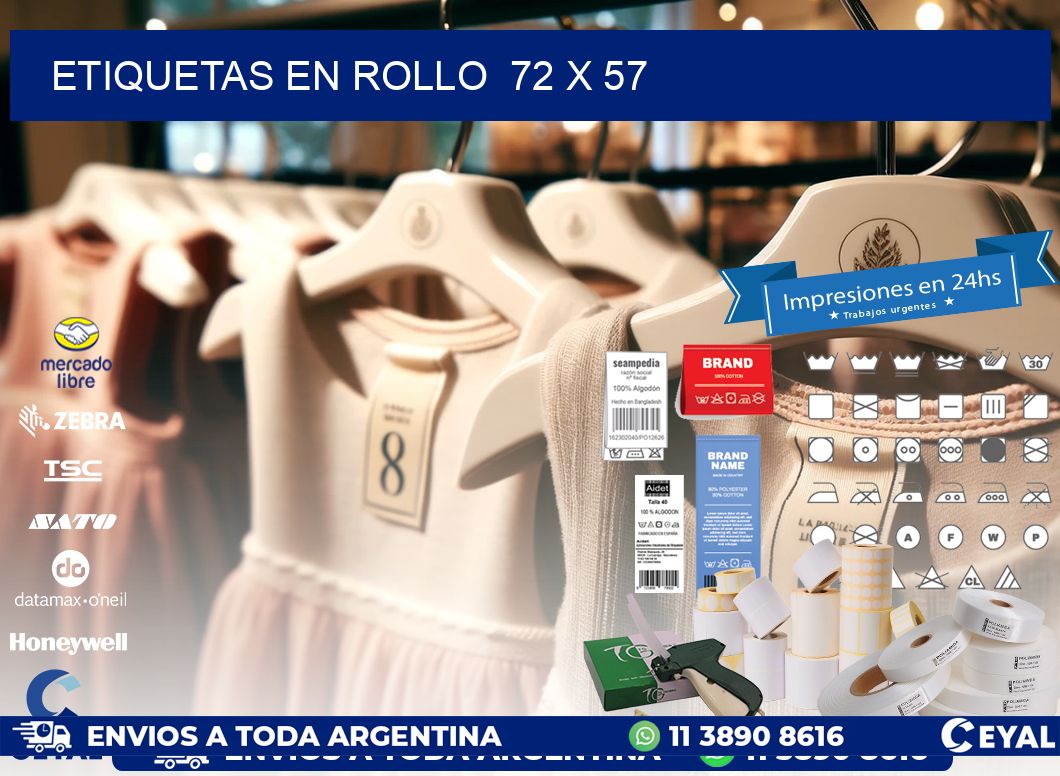 ETIQUETAS EN ROLLO  72 x 57