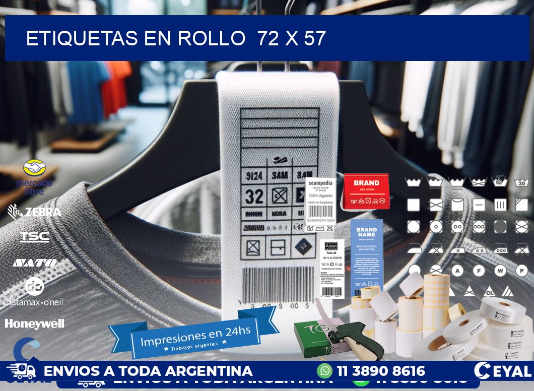 ETIQUETAS EN ROLLO  72 x 57