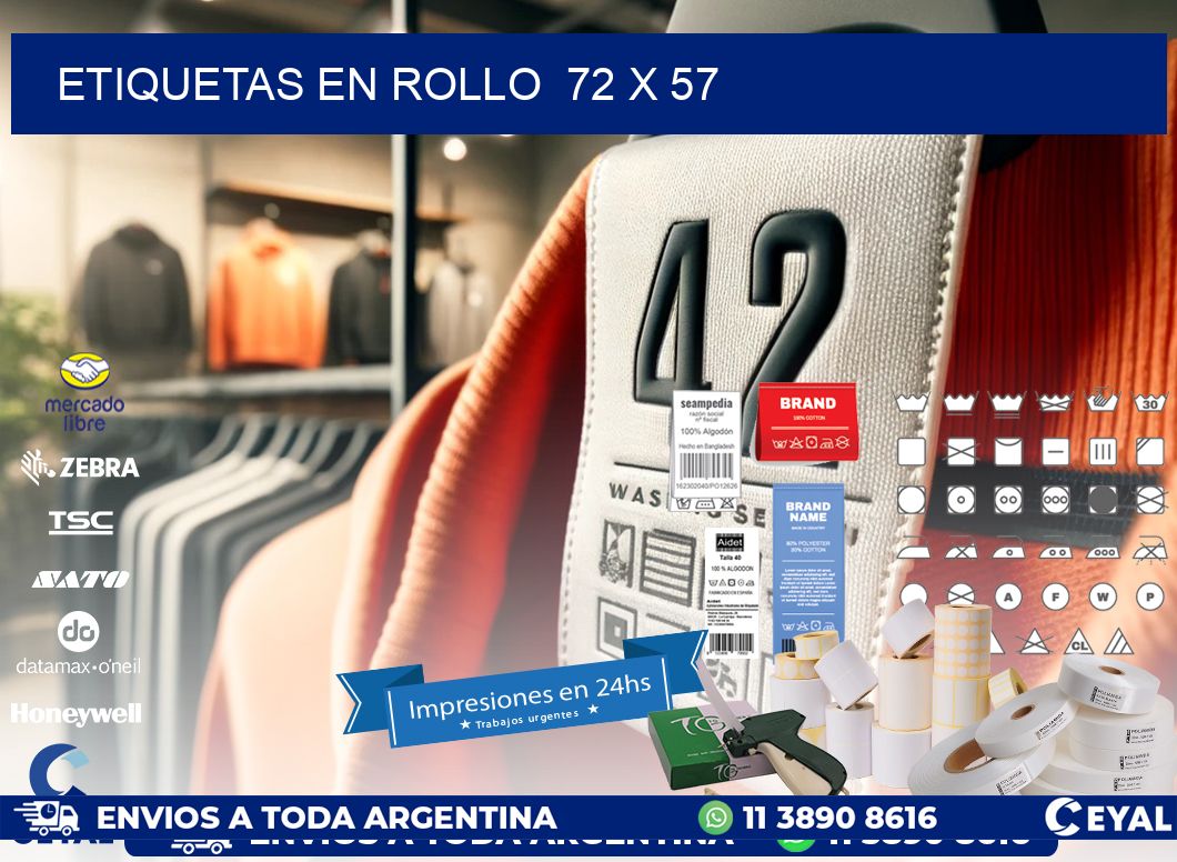 ETIQUETAS EN ROLLO  72 x 57