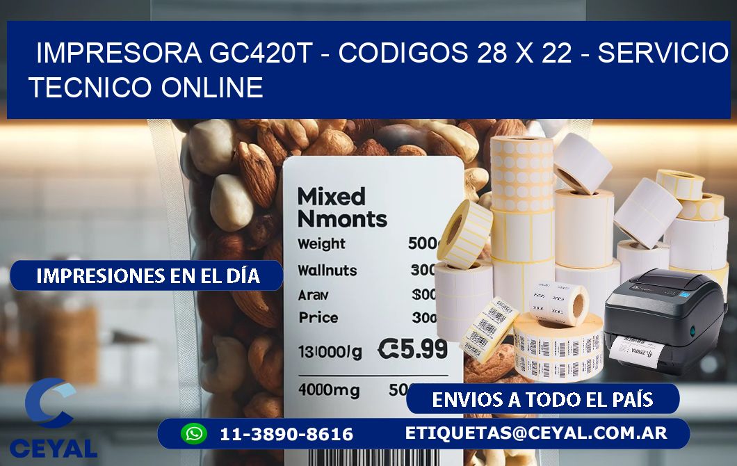 IMPRESORA GC420T - CODIGOS 28 x 22 - SERVICIO TECNICO ONLINE